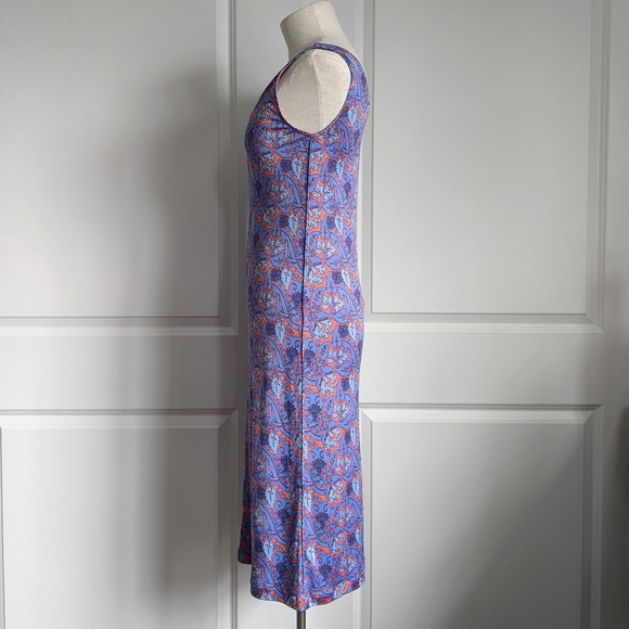 Tory Burch Dress 100% Silk Sheath Sleeveless V-Neck Floral Blue Coral XS NWT - Picture 9 of 14